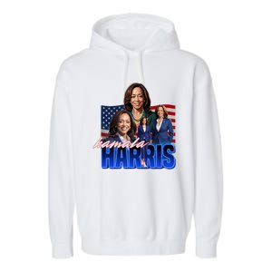 Kamala Harris American Flag Bootleg Reboot Garment-Dyed Fleece Hoodie