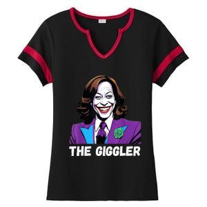 Kamala Harris As The Giggler Ladies Halftime Notch Neck Tee