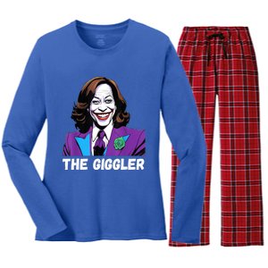 Kamala Harris As The Giggler Women's Long Sleeve Flannel Pajama Set 