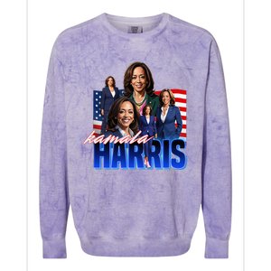 Kamala Harris American Flag Bootleg Colorblast Crewneck Sweatshirt