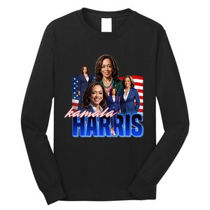 Kamala Harris American Flag Bootleg Long Sleeve Shirt