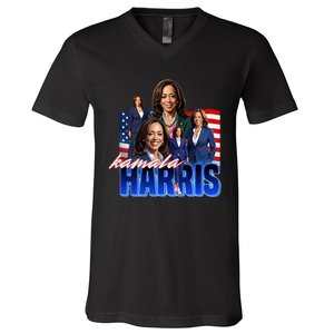 Kamala Harris American Flag Bootleg V-Neck T-Shirt