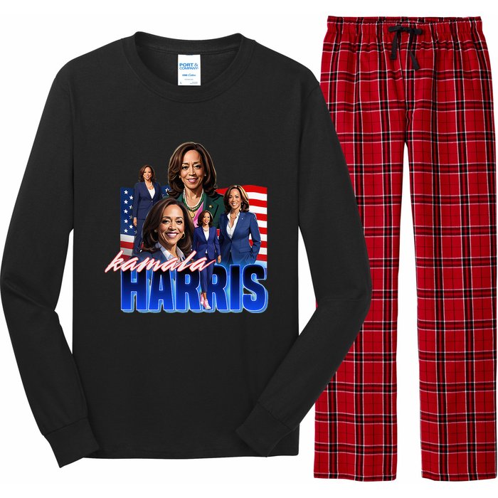 Kamala Harris American Flag Bootleg Long Sleeve Pajama Set