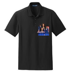 Kamala Harris American Flag Bootleg Dry Zone Grid Polo