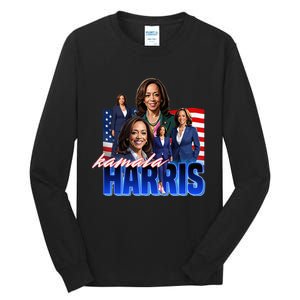 Kamala Harris American Flag Bootleg Tall Long Sleeve T-Shirt