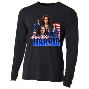 Kamala Harris American Flag Bootleg Cooling Performance Long Sleeve Crew