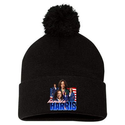 Kamala Harris American Flag Bootleg Pom Pom 12in Knit Beanie