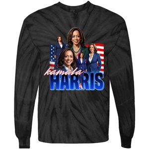 Kamala Harris American Flag Bootleg Tie-Dye Long Sleeve Shirt