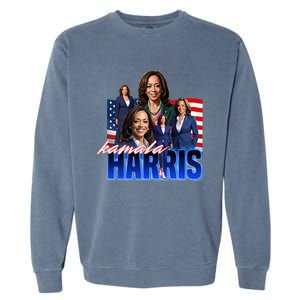 Kamala Harris American Flag Bootleg Garment-Dyed Sweatshirt