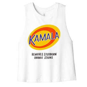 Kamala Harris Antitrump Vote Removes Stubborn Orange Stains Women's Racerback Cropped Tank