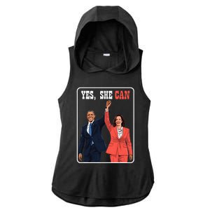 Kamala Harris And Barack Obama Forward 2024 Ladies PosiCharge Tri-Blend Wicking Draft Hoodie Tank