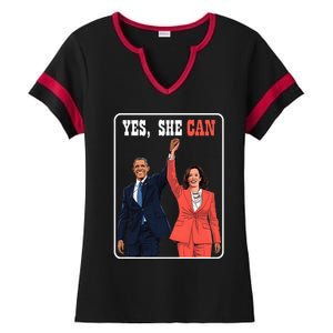 Kamala Harris And Barack Obama Forward 2024 Ladies Halftime Notch Neck Tee