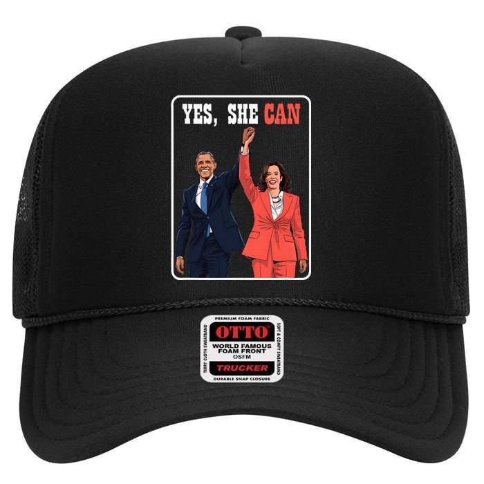 Kamala Harris And Barack Obama Forward 2024 High Crown Mesh Back Trucker Hat