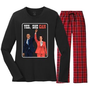 Kamala Harris And Barack Obama Forward 2024 Women's Long Sleeve Flannel Pajama Set 