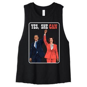 Kamala Harris And Barack Obama Forward 2024 Women's Racerback Cropped Tank