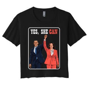 Kamala Harris And Barack Obama Forward 2024 Women's Crop Top Tee