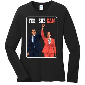 Kamala Harris And Barack Obama Forward 2024 Ladies Long Sleeve Shirt