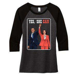 Kamala Harris And Barack Obama Forward 2024 Women's Tri-Blend 3/4-Sleeve Raglan Shirt