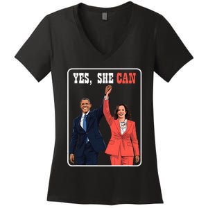 Kamala Harris And Barack Obama Forward 2024 Women's V-Neck T-Shirt