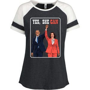 Kamala Harris And Barack Obama Forward 2024 Enza Ladies Jersey Colorblock Tee