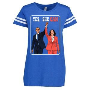 Kamala Harris And Barack Obama Forward 2024 Enza Ladies Jersey Football T-Shirt