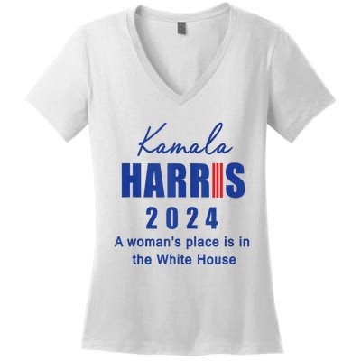 Kamala Harris A Womans Place Is In The White House Women's V-Neck T-Shirt