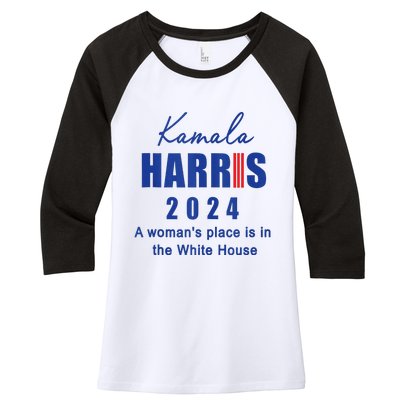 Kamala Harris A Womans Place Is In The White House Women's Tri-Blend 3/4-Sleeve Raglan Shirt