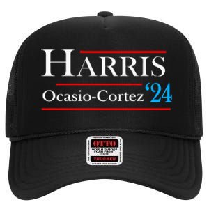 Kamala Harris Alexandria Ocasiocortez 2024 President Vote High Crown Mesh Back Trucker Hat