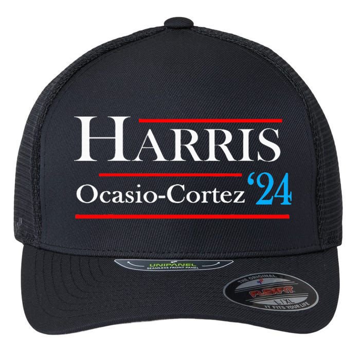 Kamala Harris Alexandria Ocasiocortez 2024 President Vote Flexfit Unipanel Trucker Cap