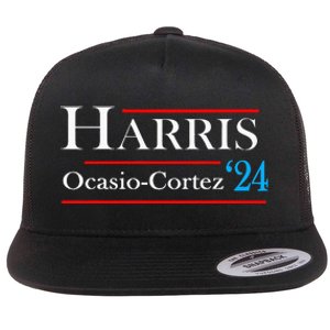 Kamala Harris Alexandria Ocasiocortez 2024 President Vote Flat Bill Trucker Hat