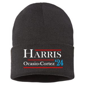 Kamala Harris Alexandria Ocasiocortez 2024 President Vote Sustainable Knit Beanie