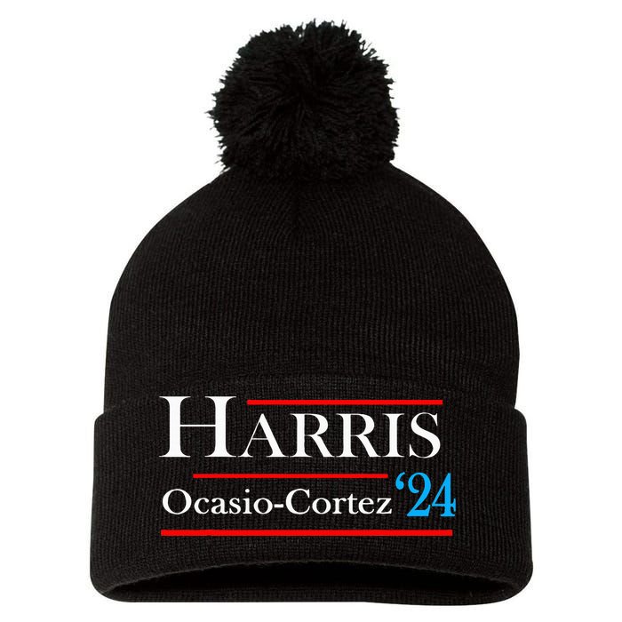 Kamala Harris Alexandria Ocasiocortez 2024 President Vote Pom Pom 12in Knit Beanie