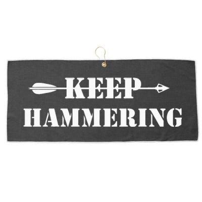 Keep Hammering Archery Motivational Large Microfiber Waffle Golf Towel