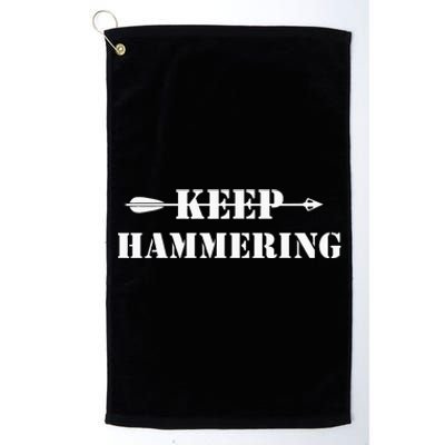 Keep Hammering Archery Motivational Platinum Collection Golf Towel