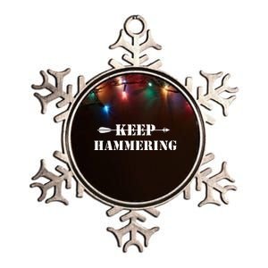 Keep Hammering Archery Motivational Metallic Star Ornament