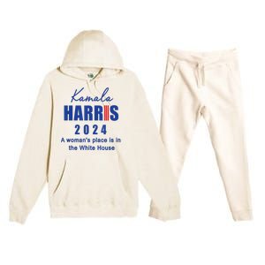 Kamala Harris A Womans Place Is In The White House Premium Hooded Sweatsuit Set