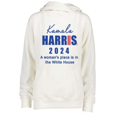 Kamala Harris A Womans Place Is In The White House Womens Funnel Neck Pullover Hood