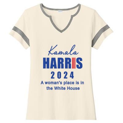 Kamala Harris A Womans Place Is In The White House Ladies Halftime Notch Neck Tee