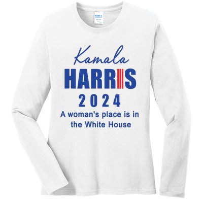 Kamala Harris A Womans Place Is In The White House Ladies Long Sleeve Shirt