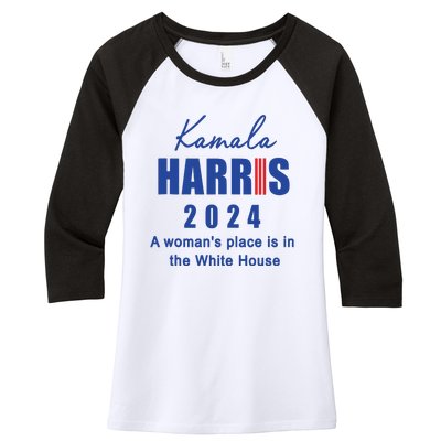 Kamala Harris A Womans Place Is In The White House Women's Tri-Blend 3/4-Sleeve Raglan Shirt