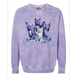 Kamala Harris Blue Cats Wave Funny For Cat Owners Colorblast Crewneck Sweatshirt