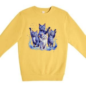 Kamala Harris Blue Cats Wave Funny For Cat Owners Premium Crewneck Sweatshirt