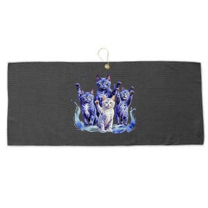 Kamala Harris Blue Cats Wave Funny For Cat Owners Large Microfiber Waffle Golf Towel