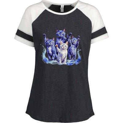 Kamala Harris Blue Cats Wave Funny For Cat Owners Enza Ladies Jersey Colorblock Tee