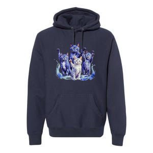 Kamala Harris Blue Cats Wave Funny For Cat Owners Premium Hoodie