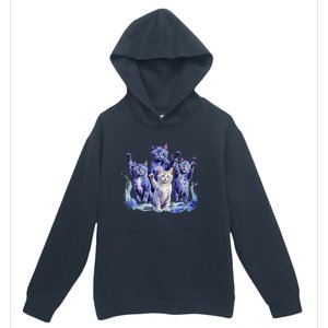 Kamala Harris Blue Cats Wave Funny For Cat Owners Urban Pullover Hoodie