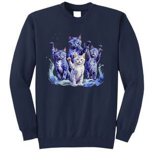 Kamala Harris Blue Cats Wave Funny For Cat Owners Tall Sweatshirt