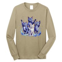 Kamala Harris Blue Cats Wave Funny For Cat Owners Long Sleeve Shirt