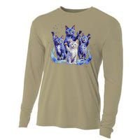 Kamala Harris Blue Cats Wave Funny For Cat Owners Cooling Performance Long Sleeve Crew