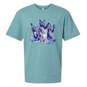 Kamala Harris Blue Cats Wave Funny For Cat Owners Sueded Cloud Jersey T-Shirt